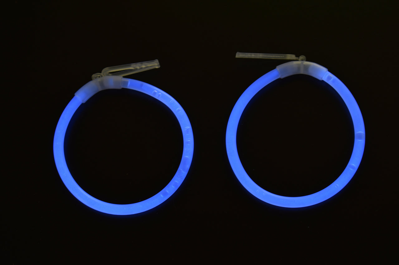 Blue Glow Stick Hoop Earrings- 50 Pairs