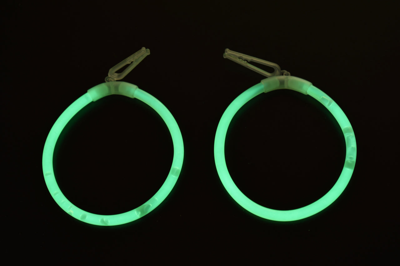 Green Glow Stick Hoop Earrings- 50 Pairs