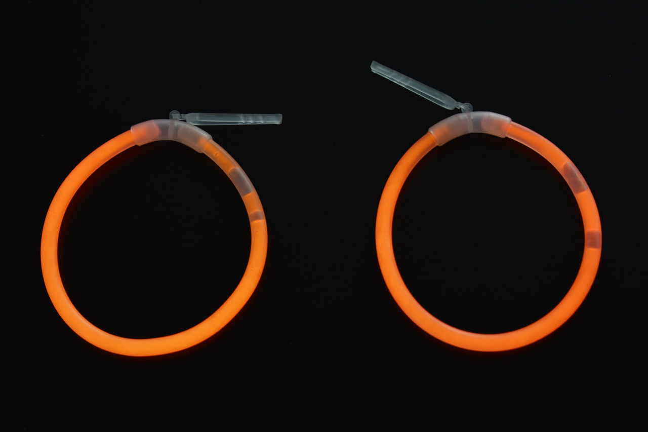 Orange Glow Stick Hoop Earrings- 50 Pairs