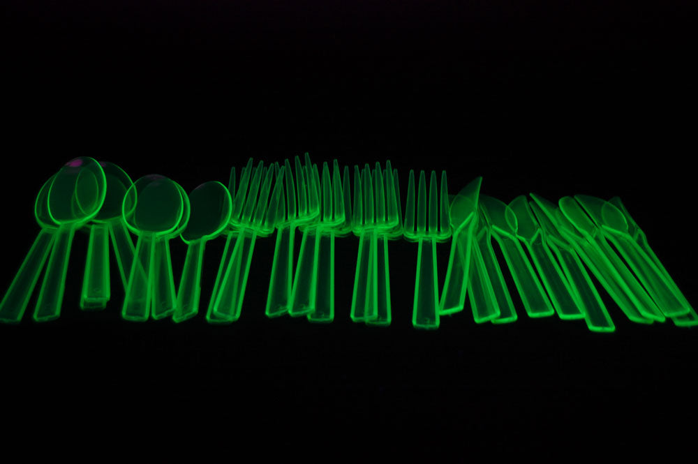 Green UV Blacklight Reactive Cutlery Set- 51 Count