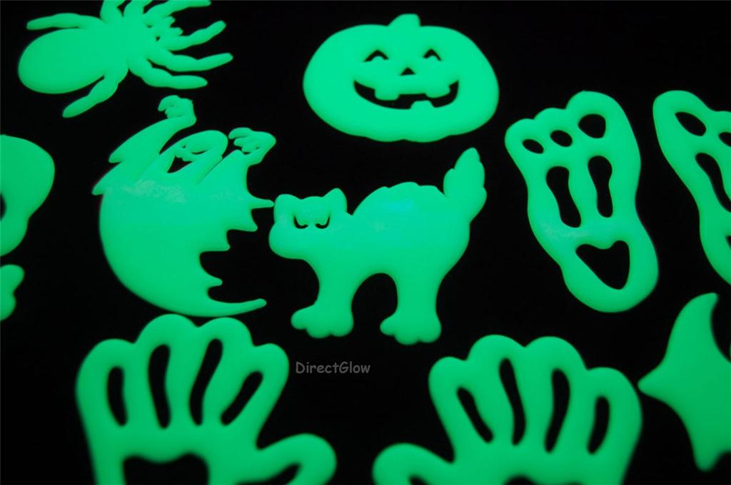 10 Large Halloween Glow in the Dark Pieces Wall Ceiling Decor