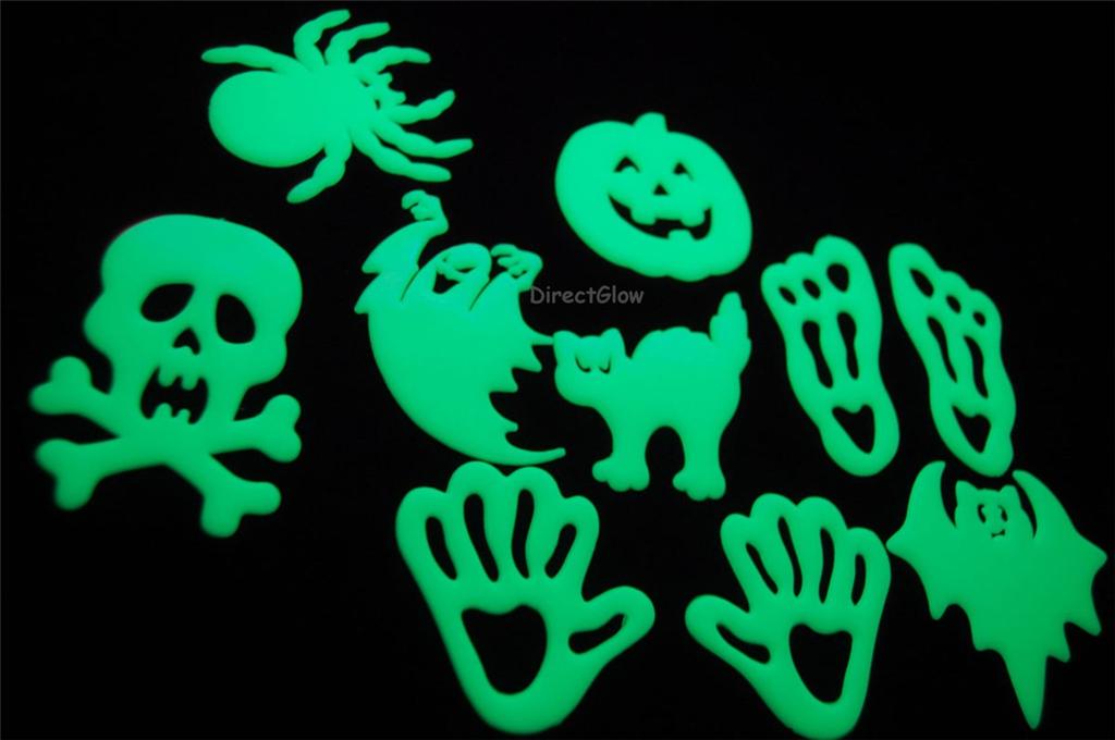 10 Large Halloween Glow in the Dark Pieces Wall Ceiling Decor