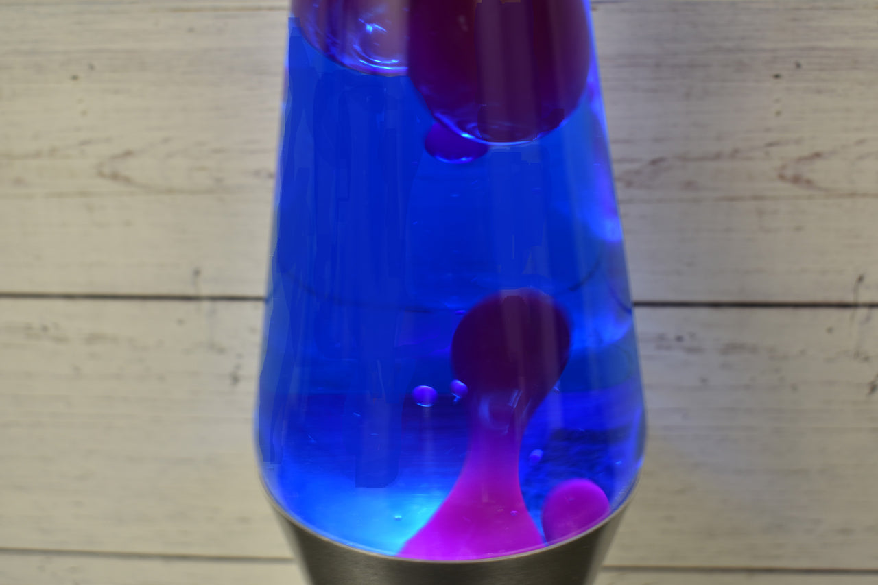 14.5 inch 20oz Lava Brand Motion Lamp Blue Liquid Purple Wax Cool Retro Decor