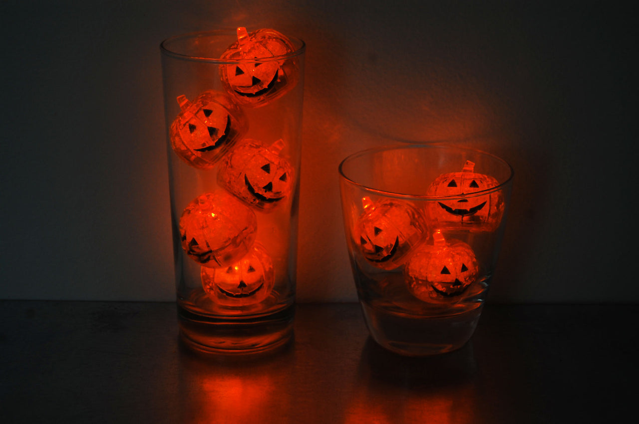 LiteCubes 3 Mode Pumpkin LED Light Up Ice Cube