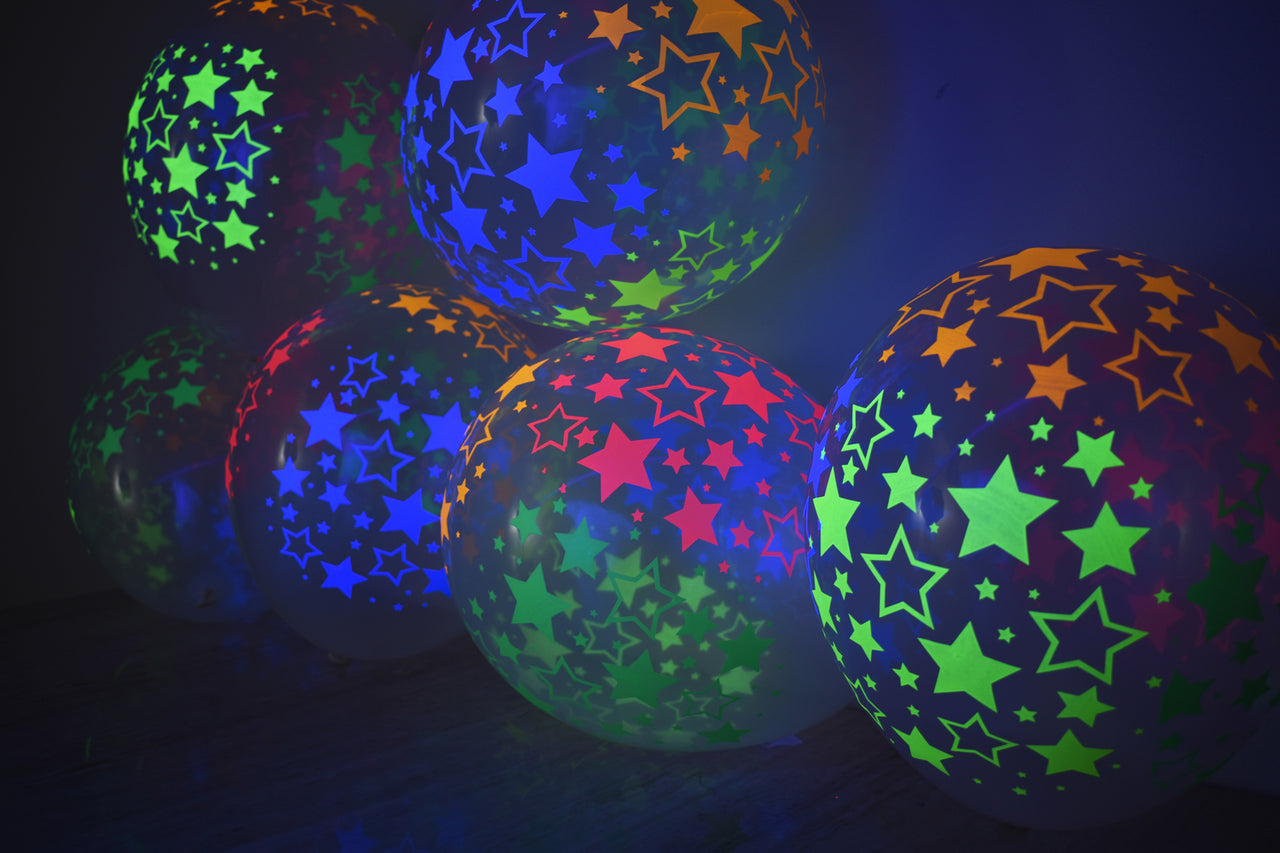 UV Blacklight Stars Print Balloons