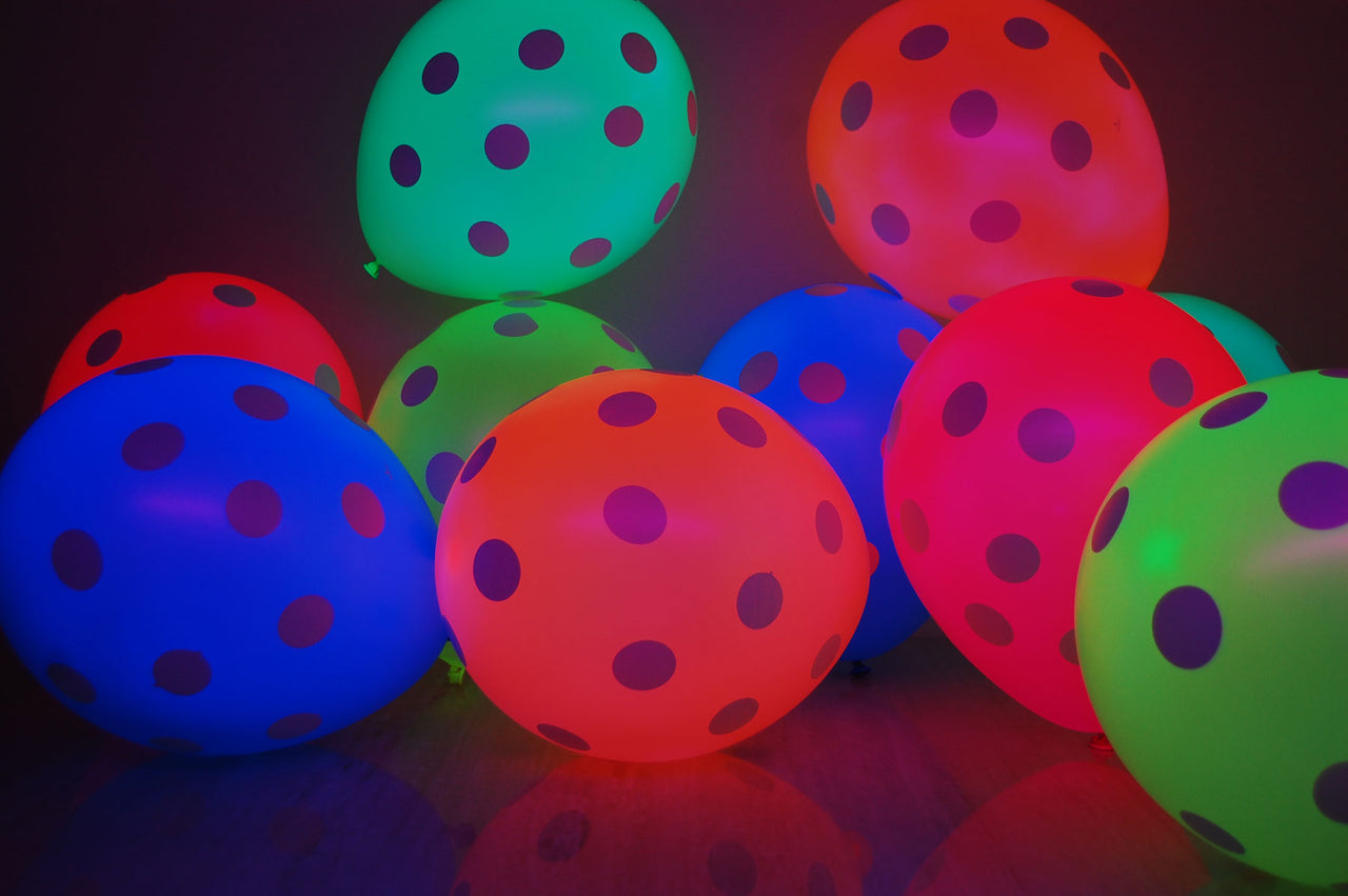 11 Inch UV Blacklight Neon Polka Dot Print Balloons