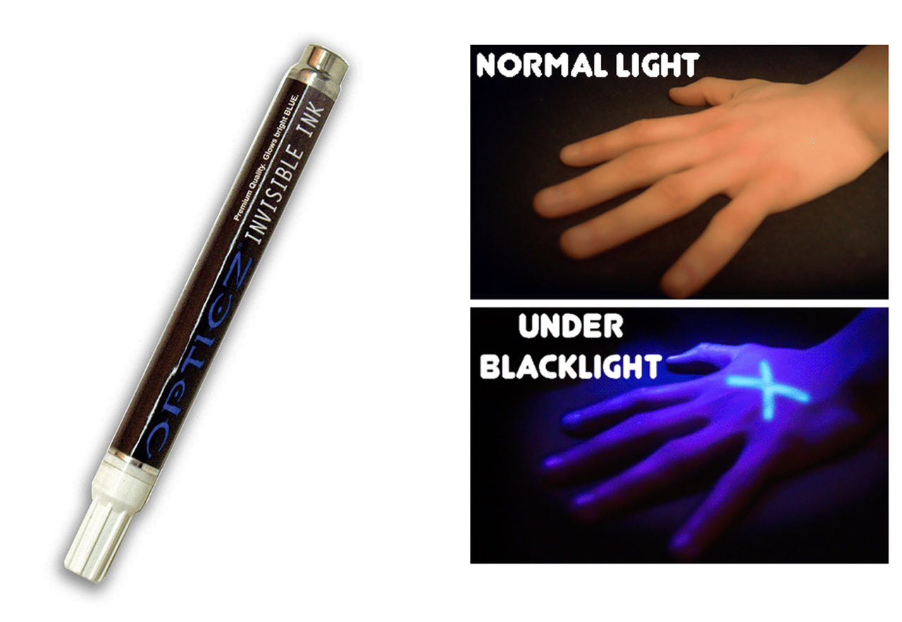Opticz Blacklight Reactive Invisible UV Ink Hand Stamping Document Mar – DirectGlow