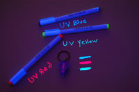 Thumbnail for Opticz 3 Pack Invisible UV Blacklight Ink Marker Blue Red Yellow with UV Light