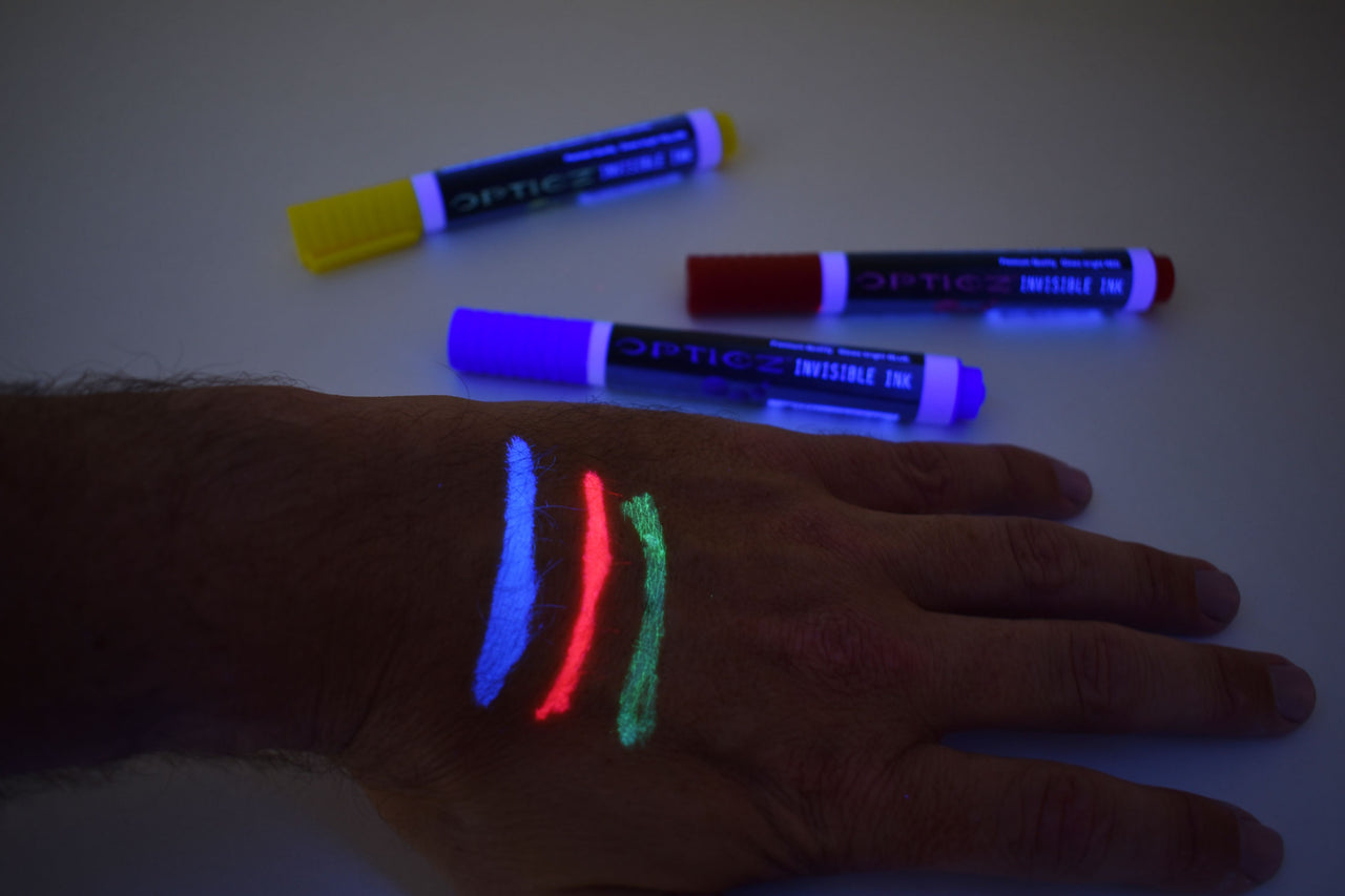 Directglow Invisible UV Blacklight Ink Marker Pen Blue Red Yellow Secret  Messages Security Escape Room Glow Party 
