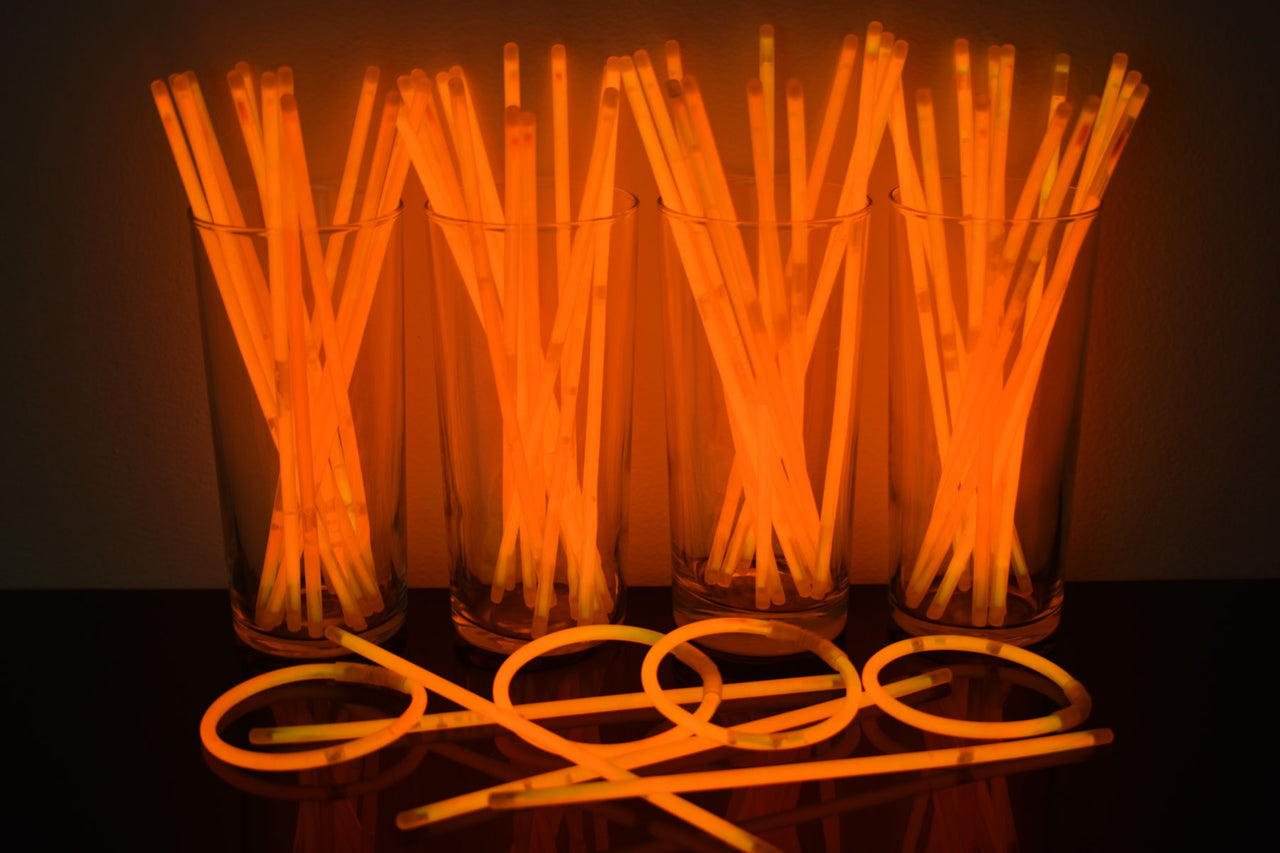 8 inch Premium Orange Glow Stick Bracelets- 100 per package