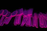 Thumbnail for Pink UV Blacklight Reactive Cutlery Set- 51 Count