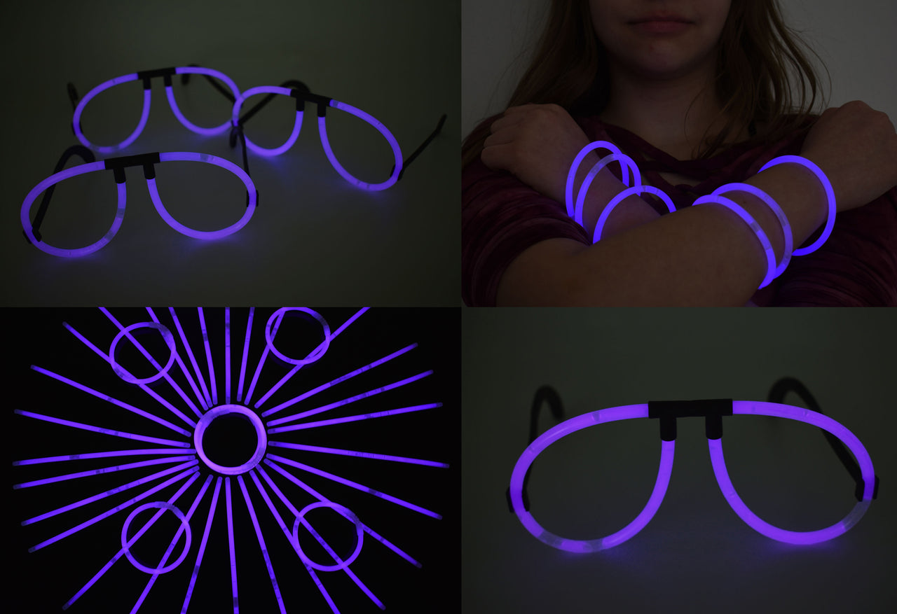 Purple Glow Stick Eye Glasses Bracelets Bulk Pack- 50 Pairs