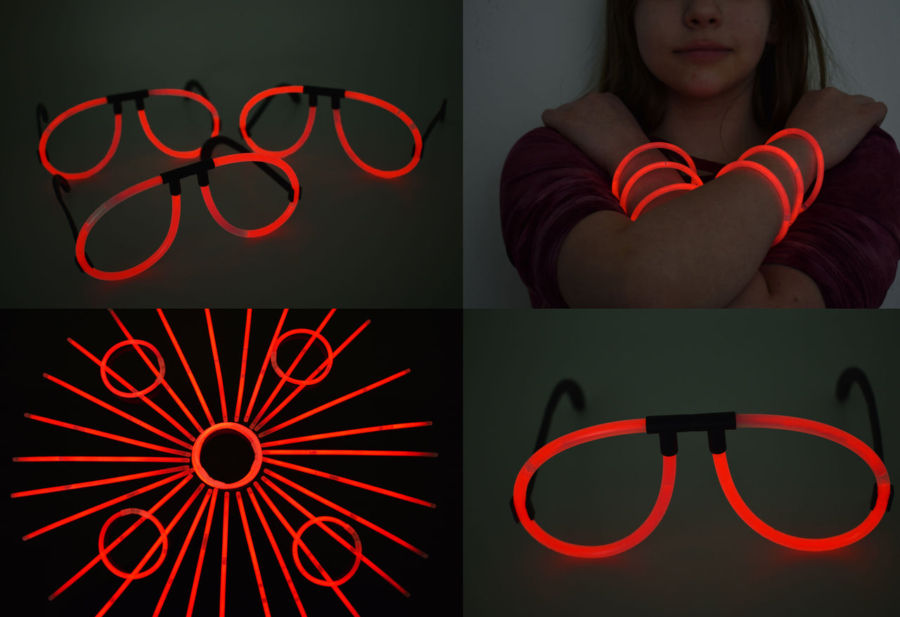 Red Glow Stick Eye Glasses Bracelets Bulk Pack- 50 Pairs
