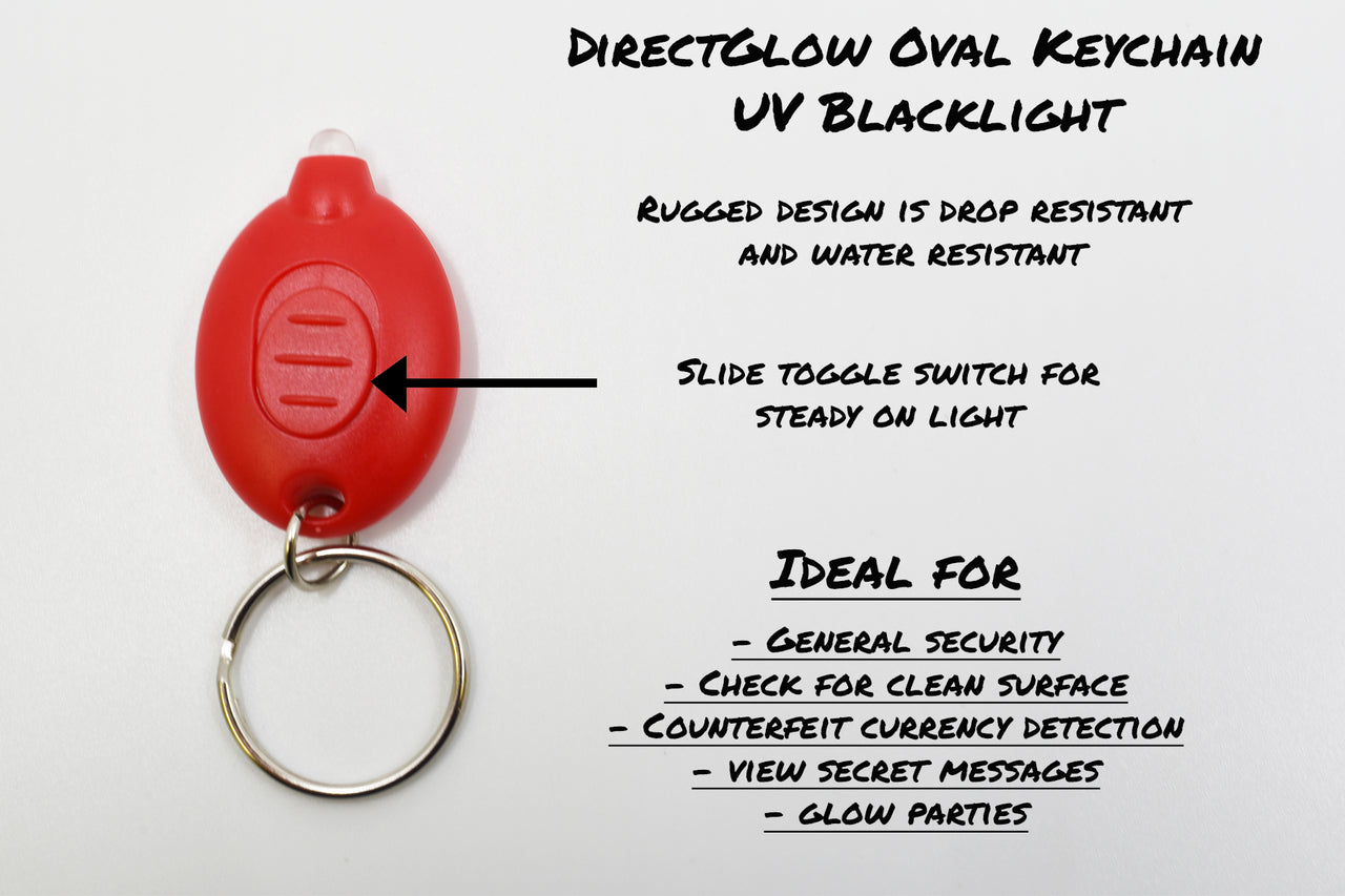 Oval UV Torch LED Keychain Flashlight UltraViolet Blacklight