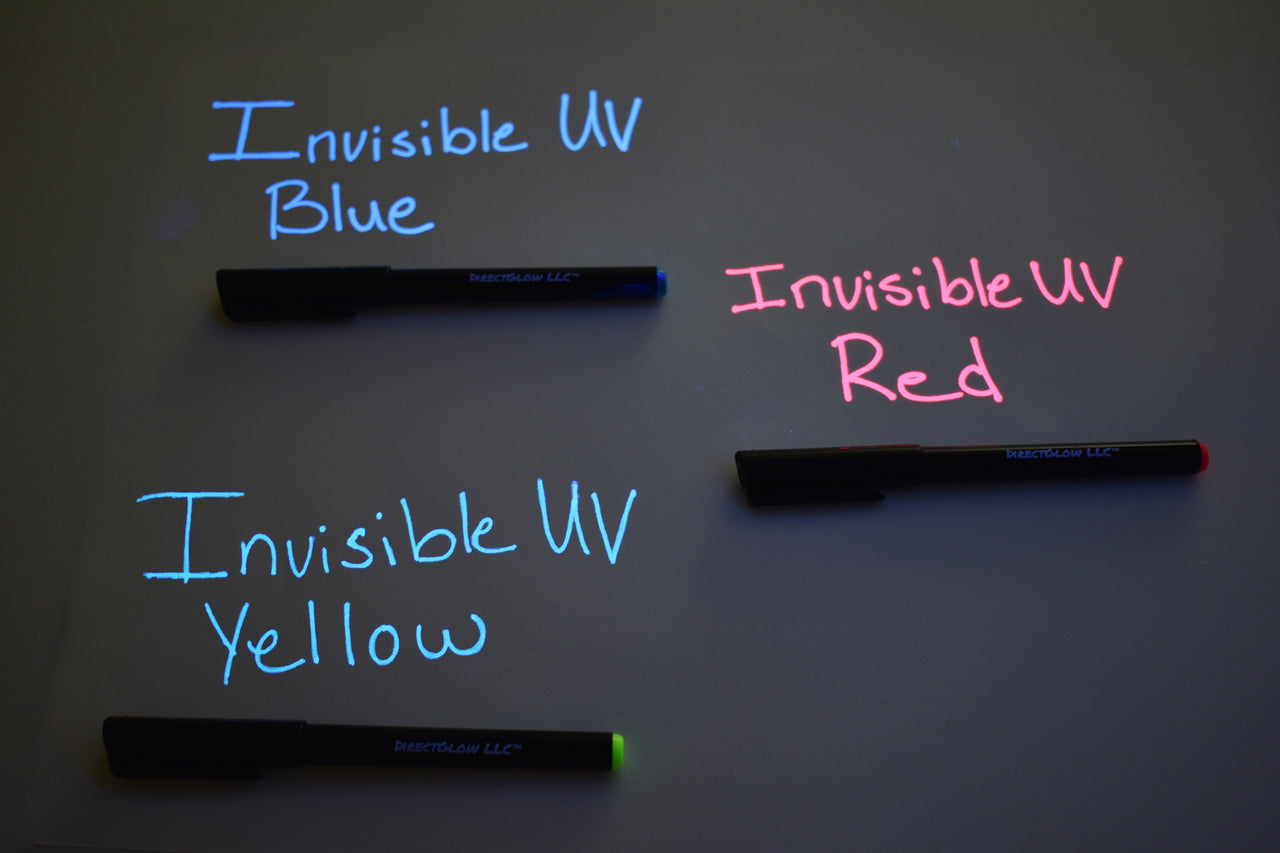 DirectGlow Set of 3 Invisible UV Blacklight Ink Marker Blue Red Yellow