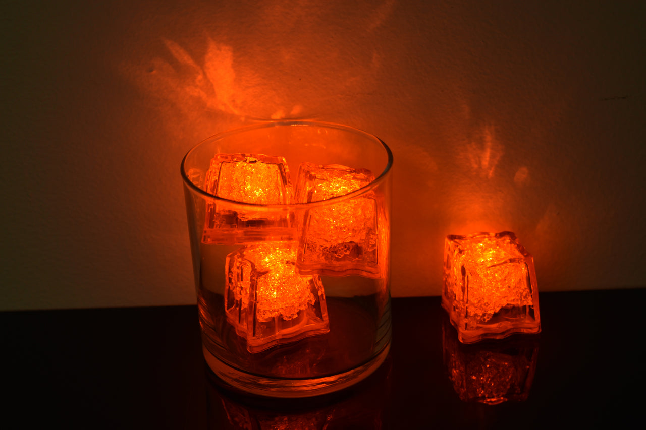 LiteCubes Amber Orange 3 Mode Jewel Color Tinted Light up LED Ice Cubes
