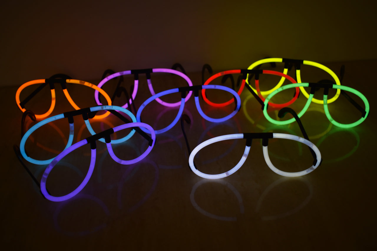 Assorted Glow Stick Eye Glasses Bracelets Bulk Pack- 50 Pairs