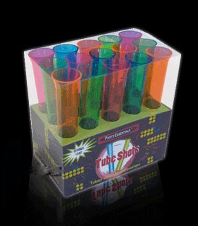 1.5 Ounce 15ct Neon UV Blacklight Reactive Glow Party Tube Shot Glasses