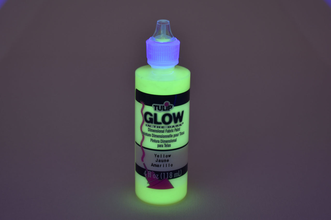 4 Ounce Set Glow in the Dark Luminous Fluorescent Fabric Paint for Fabrics  & Art with DIRECTGLOW Keychain UV Light