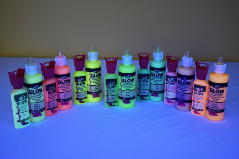 Glow In The Dark Fabric paint Uv Glow Fabric Paint 12 x 15ml Tubes (2 sets  of 6)