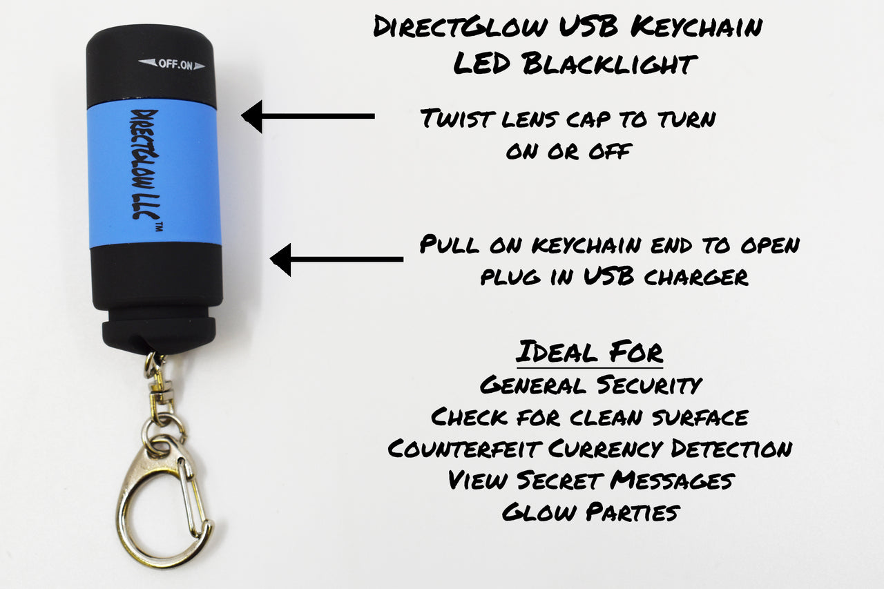 USB UV Torch LED Keychain Blacklight Rechargeable Flashlight