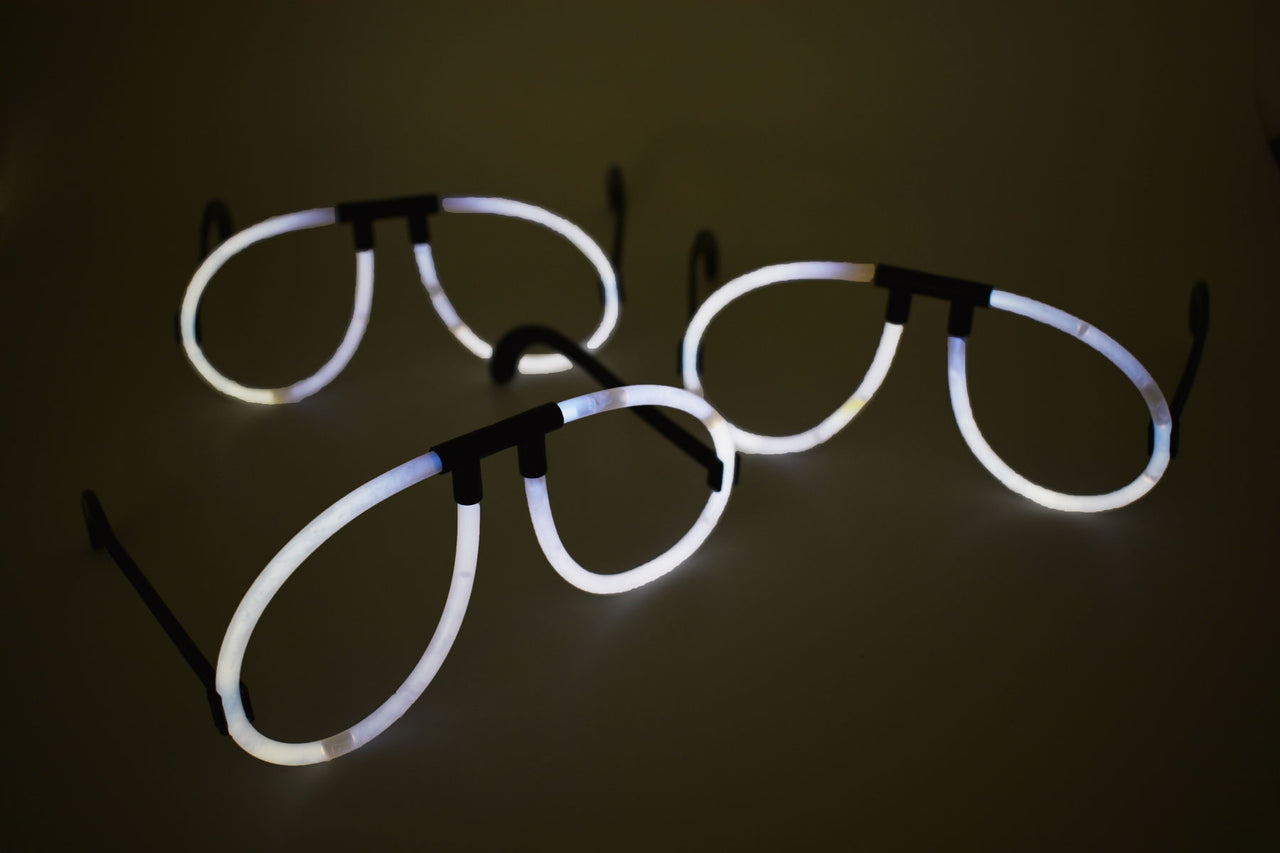 White Glow Stick Eye Glasses Bracelets Bulk Pack- 50 Pairs