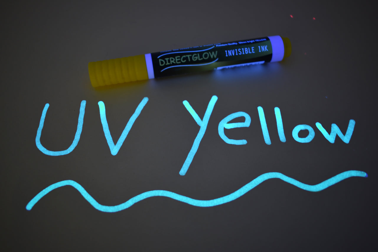 DirectGlow Invisible UV Blacklight Reactive Pen Ink Marker (Yellow, 1  Marker)