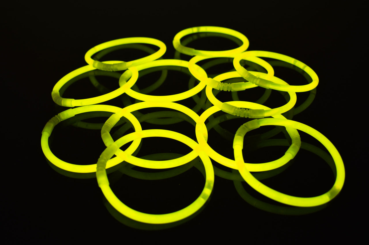8 inch Premium Yellow Glow Stick Bracelets- 100 per package