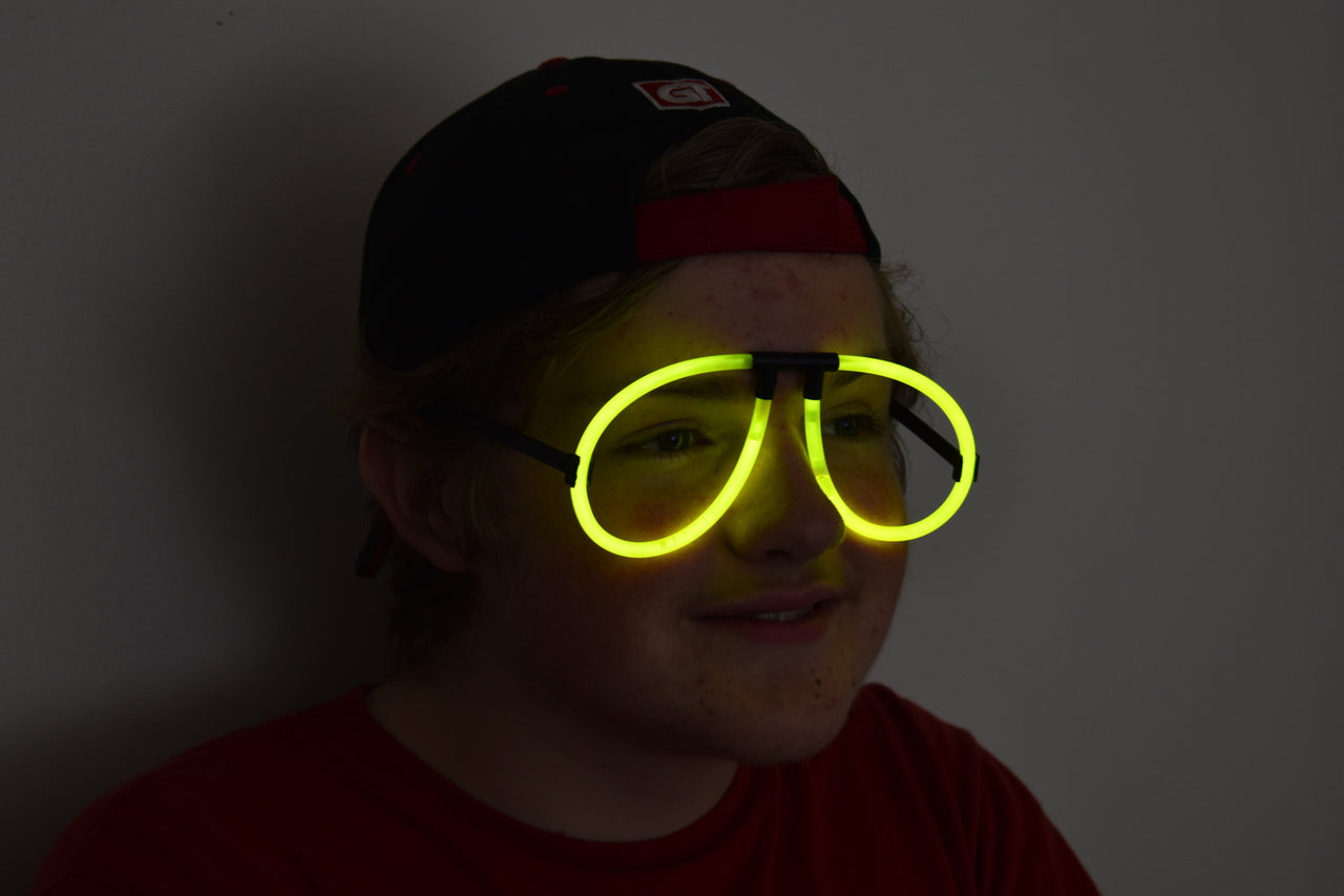 Yellow Glow Stick Eye Glasses- Single Packs